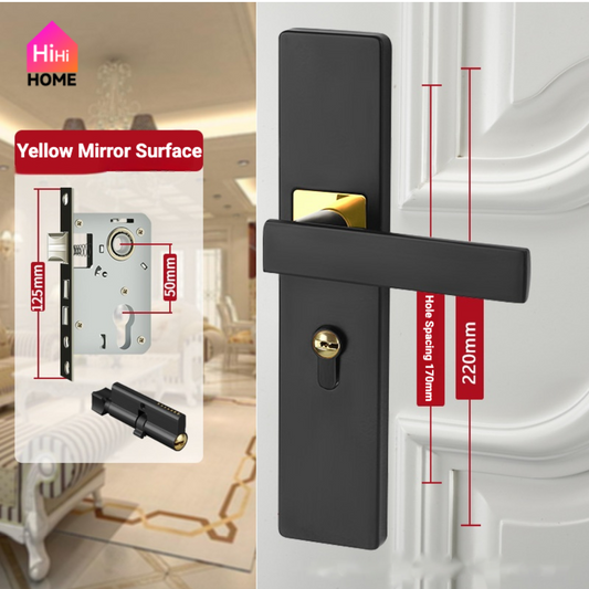Alloy Main Door Lock Set With Anti-Theft Lock Core Door Knob Hardware Silent Doorlock Doorknob Black