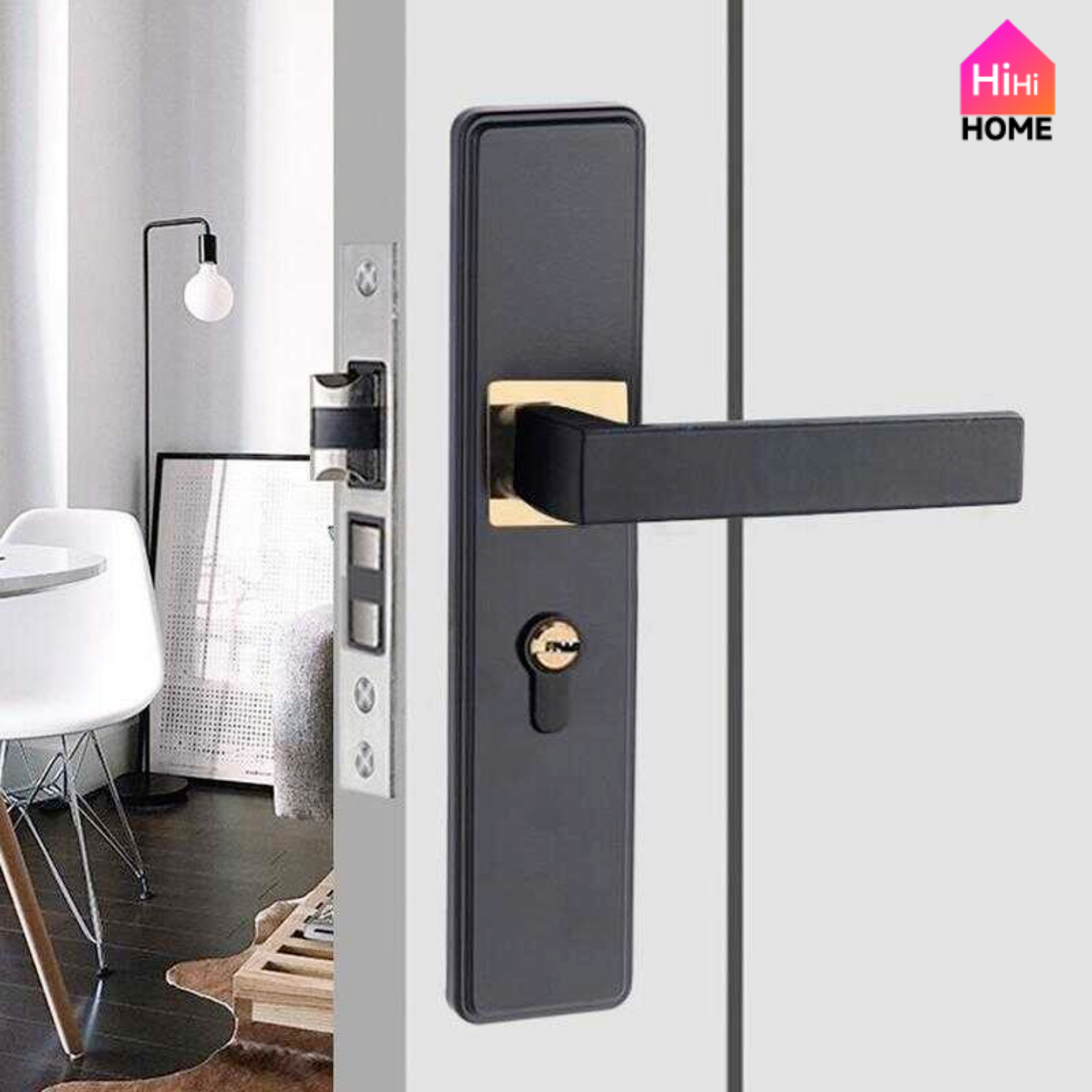 Alloy Main Door Lock Set With Anti-Theft Lock Core Door Knob Hardware Silent Doorlock Doorknob Black