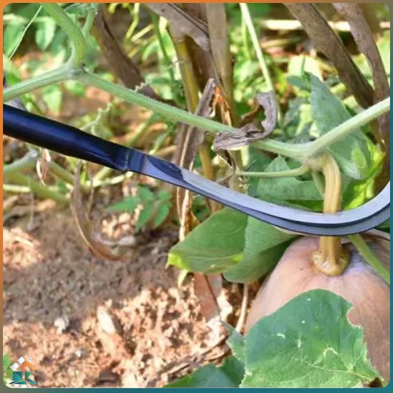 60cm Long Handle Harvesting Sickle Farm/Garden Tool for Grass Cutting and Harvesting Extended Carbon Steel Serrated Blade