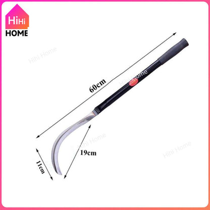 60cm Long Handle Harvesting Sickle Farm/Garden Tool for Grass Cutting and Harvesting Extended Carbon Steel Serrated Blade