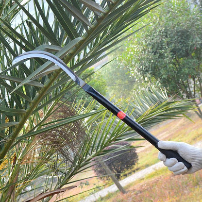 60cm Long Handle Harvesting Sickle Farm/Garden Tool for Grass Cutting and Harvesting Extended Carbon Steel Serrated Blade