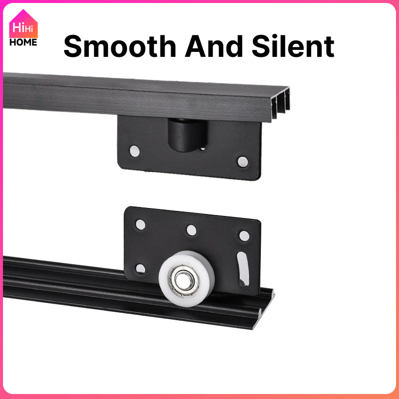 1/1.5Meter Wardrobe Sliding Door Track Rail & Pulley Roller Caster Set A Pair Closet Durable Concave