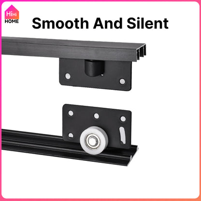 1/1.5Meter Wardrobe Sliding Door Track Rail & Pulley Roller Caster Set A Pair Closet Durable Concave