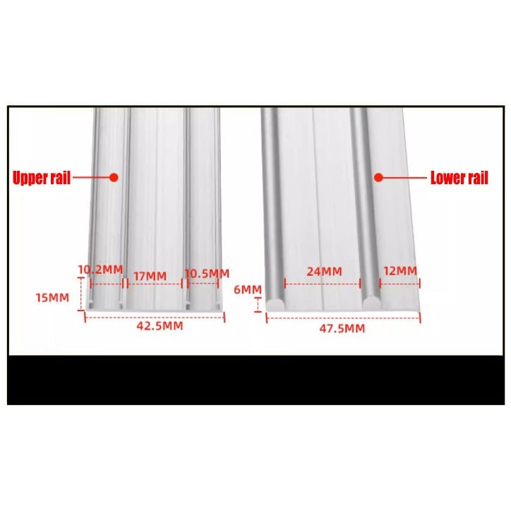 1/1.5Meter Wardrobe Sliding Door Track Rail & Pulley Roller Caster Set A Pair Closet Durable Concave