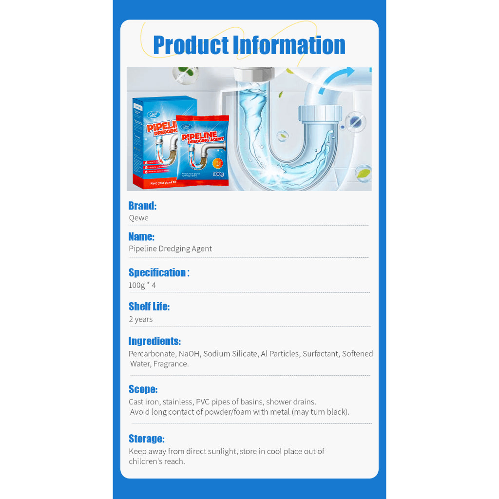 Qewe Drain Clog Remover, Powerful Solution for Baradong Toilet, Sink, and Bathroom Drain Pipe