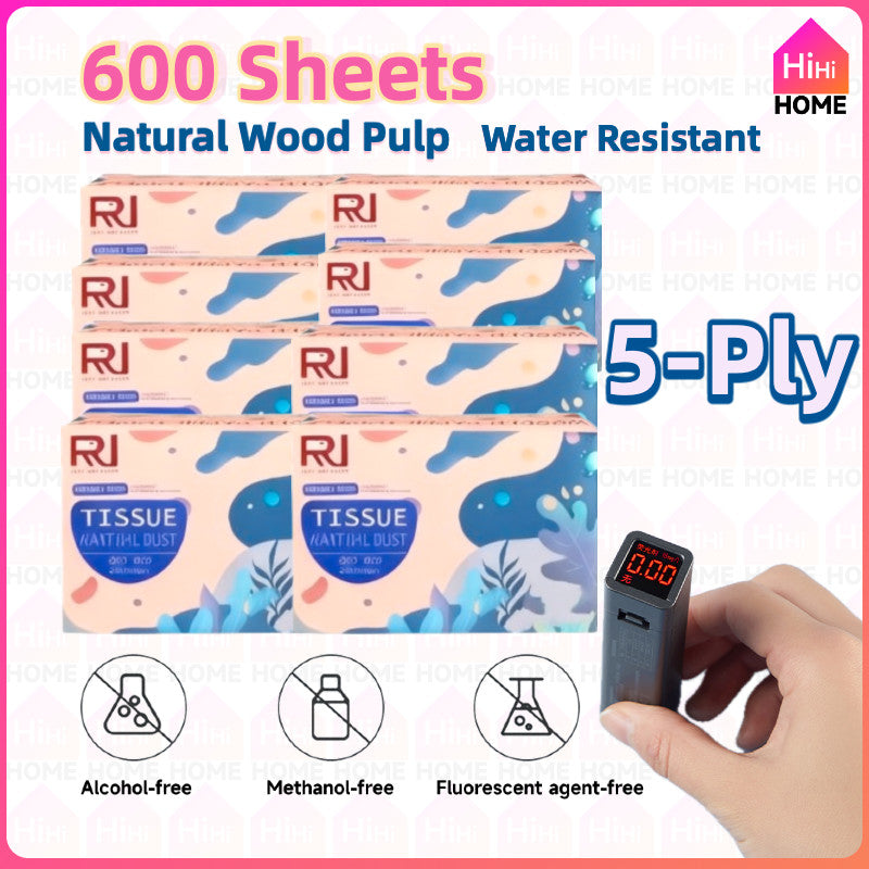 600-Sheet Comfort Toilet & Facial Tissues Ultra Thick 5-Ply Deluxe  Made with Natural Wood Pulp